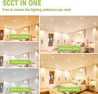 DAMINY 6 Pack 6 Inch Black LED Recessed Lighting with Junction Box,5CCT,Ultra-Thin Recessed Light,10W 1100lm, Dimmable Canless Wafer Ceiling Light,High Brightness - ETL