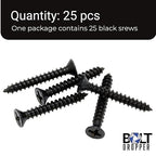Bolt Dropper No. 8 x 2'' Black Screws, Xylan Coated Stainless Flat Head Phillips Wood Screw Deep Cut (25 Pack), 18-8 (304) Stainless Steel Anti Corrosion