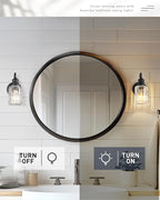 Black Wall Sconces, HWH Rustic Industrial Wall Lamps, 1-Light Sconces Wall Lighting with Bell-Shaped Clear Glass, Bathroom Vanity Light Fixture for Bedroom Living Room Kitchen, 5HZG106B BK