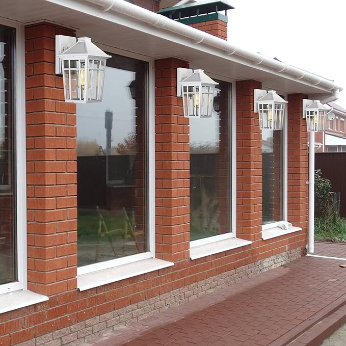 Darkaway Outdoor Sconce Lights Wall Light Fixtures, Front Porch Light Outdoor Wall Anti-Rust Waterproof Aluminum with Glass Exterior Light Fixture for Patio, Yard, Doorway, Garage (2 Pack, White)