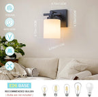 1 Light Modern Bathroom Light Fixtures Over Mirror, Black Vanity Lights for Bathroom Wall Sconces with Milky White Glass Shades, E26 Socket (Bulbs Not Included)