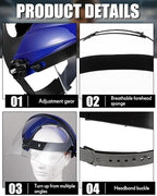 12 Pack Safety Face Shield for Grinding and Cutting, Full Impact Resistant Face Shield Mask for Work Chemical Woodworking (Blue)