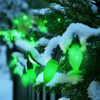 Brightown C9 LED Replacement Christmas Bulbs, 25 Pack Green Shatterproof C9 Bulbs, Waterproof Commercial LED Holiday Bulb for Christmas String Light, E17 Intermediate Base, Dimmable