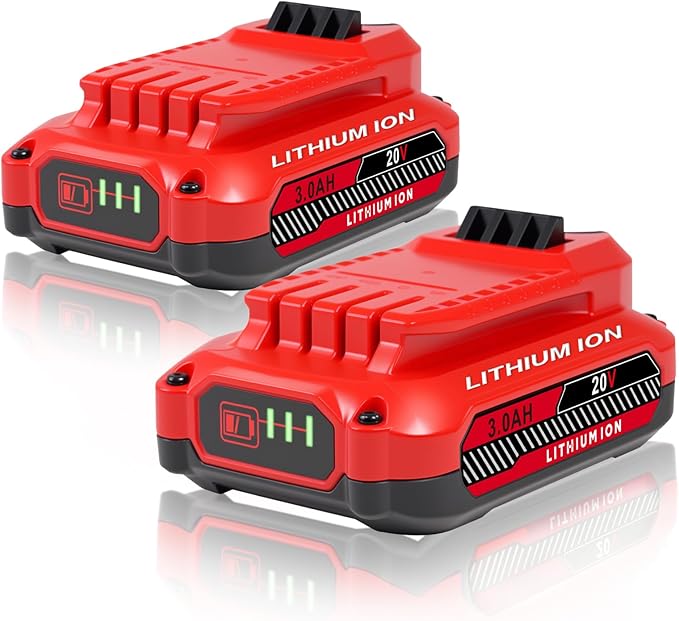 Upgrade 2-Pack 3.0Ah Batteries Replacement for Craftsman 20V Battery Compatible with Craftsman CMCB205 CMCB204 CMCB206 CMCB202 CMCB201 20V Cordless Power Tools﻿