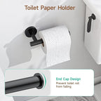 USHOWER Matte Black Bathroom Hardware Set, Modern 24-Inch Towel Bar Set Wall Mounted, Durable SUS304 Stainless Steel Bathroom Accessories Set, 4-Piece