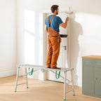 Zonon 55" L x 11.8" W x 28" to 44" H Folding Work Platform Portable Scaffolding Step Stool 4 Height Adjustment 600 Lbs Load Capacity Non Slip Work Platform Ladder for Home Drywall Cleaning Painting