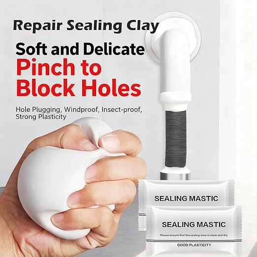 Waterproof Sealant Mastic, 6 Pack New Type White Seal Putty Waterproof Duct Seal Repair Sealing Clay, Quick Mending Mud for Drain Connection, Suitable for Wall Hole, Air Conditioning Hole Repair