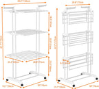 HOMIDEC Clothes Drying Rack, Large 4-Tier Foldable Drying Rack Clothing(67.7H x 19.7W x 30L Inches), Movable Drying Rack with 4 castors. Multifunctional Stainless Steel Laundry Drying Rack, White