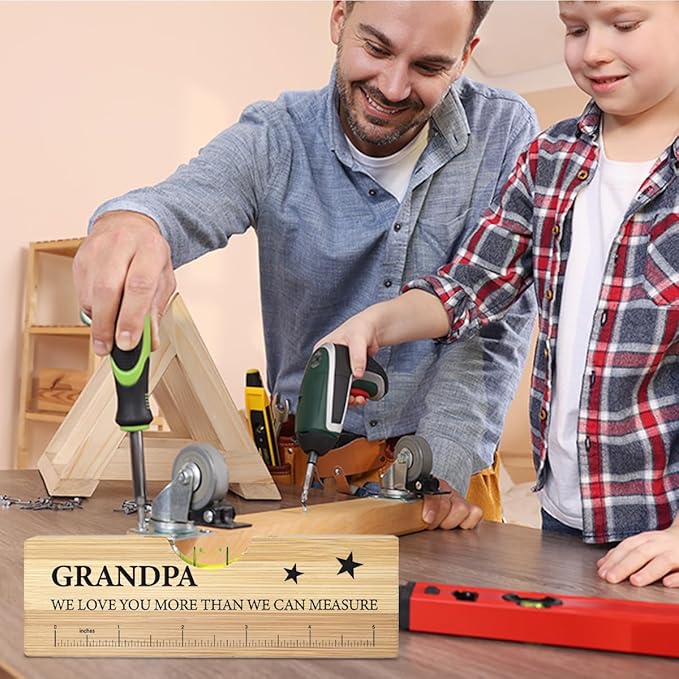 Christmas Gifts for Grandpa from Grandkids, Best Grandfather Gifts, Funny Birthday Fathers Day Valentines Gift for Father Papa Wooden Spirit Level A2