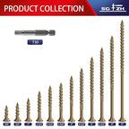 #14 x 6 Inch Deck Screws (250Pcs) 10lb. Carbon Steel, Yellow, Flat Head, Rust Resistant epoxy Coated, with T30 Star Bit