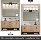 Black Bathroom Light Fixtures, 5-Light Modern Vanity Light Over Mirror, Wall Sconces with Milky White Frosted Glass Shades, E26 Socket (Bulbs Not Included)