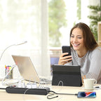 4-Outlet 6.5Ft Long Cord 2500W Power Strip Build-in Charging Cable and2 Type C (PD 23W) & USB (QC 3.0 5V3A) Fast Charging Ports Black