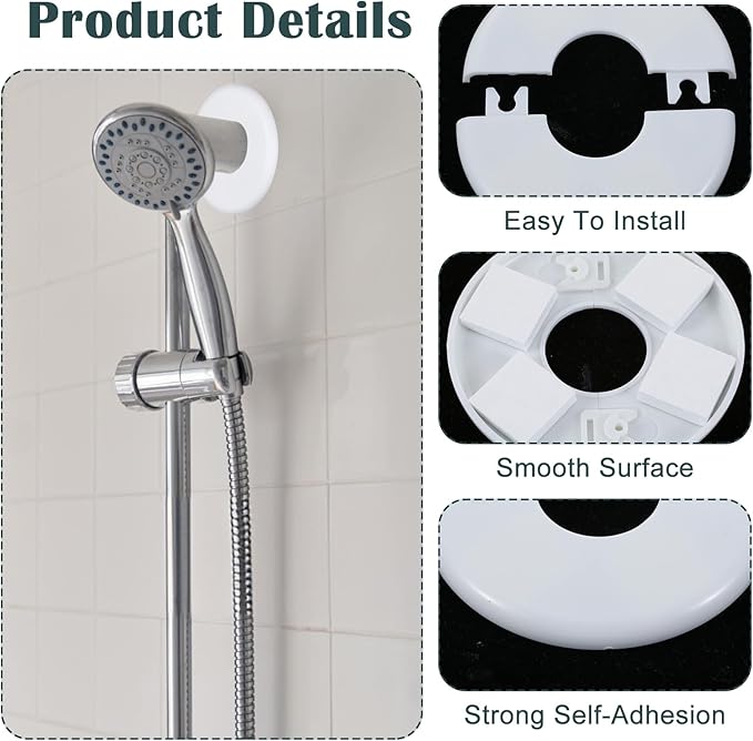 4Pcs Round Wall Plumbing Cover Plates, 29mm Buckle Design Split Flange Escutcheon Plate, Self-Adhesive Round Escutcheon Plumbing Cover Plates for Faucet Bathroom Kitchen Toilet