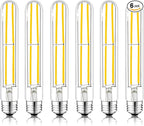 7.3 Inch E26 Led Bulb 6W, Equal 80 Watt 4000K Neutral White Edison Bulbs Dimmable, T10 T9 Long Tubular Clear Glass Light Bulb 800LM for Vanity Pendant Pipe Wall Sconces - UL Cert 6Pack