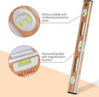 BETHEL Bamboo Level, 24 Inch Level & Tool Solid Block Acrylic Vials, Resists Mortar Adhesion, for Masonry Application and General Leveling (Light)