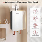 CAMPLUX Climatech 7 Tankless Water Heater Gas Indoor 6.86 GPM, 170,000 BTU On Demand Instant Tankless Hot Water Heater Natural Gas, Indoor Installation, White, CA686W, Real Parameters, No False