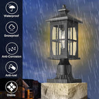 Darkaway Outdoor Post Lights, Exterior Post Lantern Lamp Waterproof Aluminum Housing Lamp with Seeded Glass, Fence Pole Deck Lighting for Garden Patio Pathway Driveway