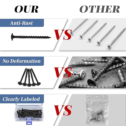 Lag Screws 3 Inch, 25PCS Heavy Duty Construction Screw,Structural Wood Screw #14 x 3, Rust Resistant, Washer Head, Black Coated Exterior Wood/Lag Screws, Star Drive with Bit