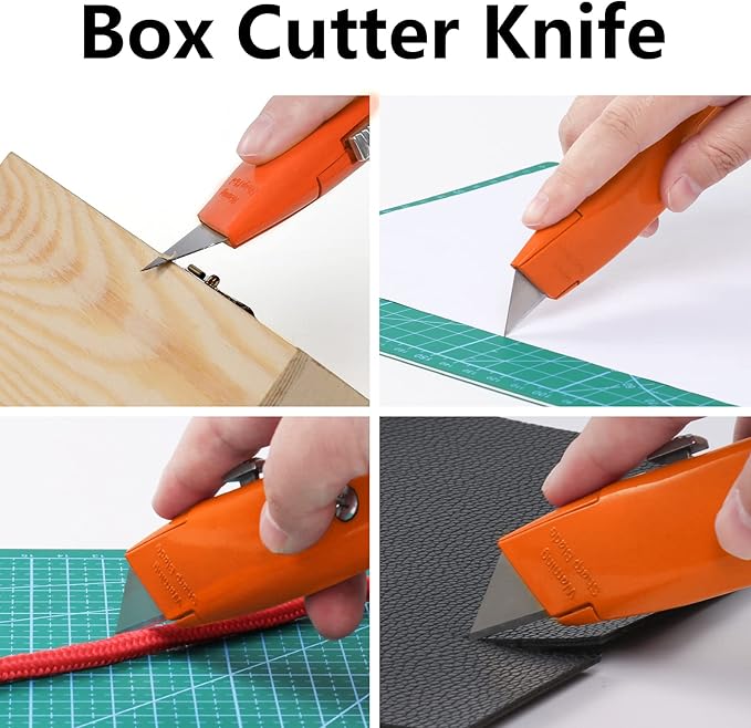 DIYSELF Utility Knife, 20 Pack Heavy Duty Box Cutter Retractable, Box Cutter Knife, Box Opener, Cardboard Cutter, Utility Knives for Garage, Home and Office, Box Cutters for Daily Use (Orange)