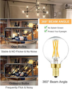 G16.5 E12 Globe Bulbs 6W Dimmable Candelabra Light Bulb 60 watt E12 Round 2700K Warm White Globe Bulb for Chandeliers,Ceiling Fan,Pendant,Wall sconces,AC120V,Clear Glass,600LM,6Pack