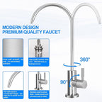 Under Sink Water Filter - Water Filter with Faucet and Feed Valve for Home Bar and Washbasin,Reduce Chlorine,Bad Taste&Odor,A Perfect Choice for Countertop Ice Maker,Coffee Maker and Skin Care