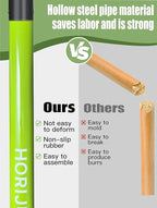 Garden Fork, 4-Tines Pitchforks,45-Inch Pitchfork for Gardening,Fiberglass Digging Fork Pole, D-Handle-(Green)