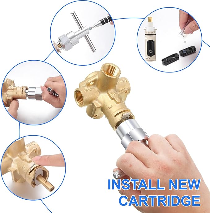 Qunclay 3 Pack Handle Faucets Tub Bathtub Shower Cartridge Replacement Tool Brass and Plastic Shower Part Compatible with Moen 1222 Replacement Cartridge Kit