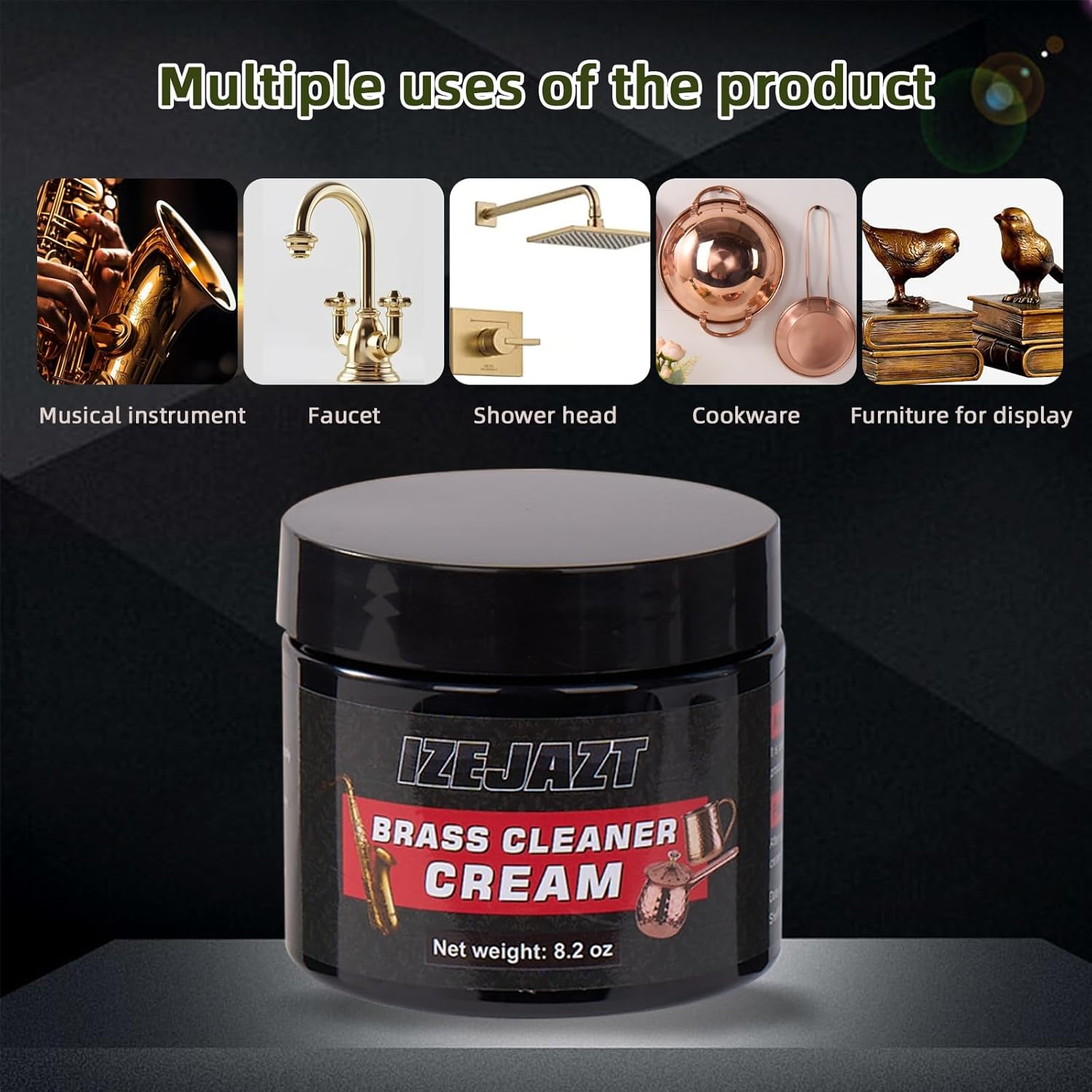 Brass Polish & Cleaner Paste | Professional Care for All Brass Products | Quickly Removes Tarnish & Restores Shine | for Faucets, Instruments, Decor & Kitchenware