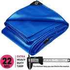 PROTARP Extreme Heavy Duty 22 Mil Tarp Cover, Waterproof, UV Resistant, Rip and Tear Proof, Poly Tarpaulin with Reinforced Edges for Roof, Camping, Patio, Pool, Boat. (Blue 12′ X 16′)