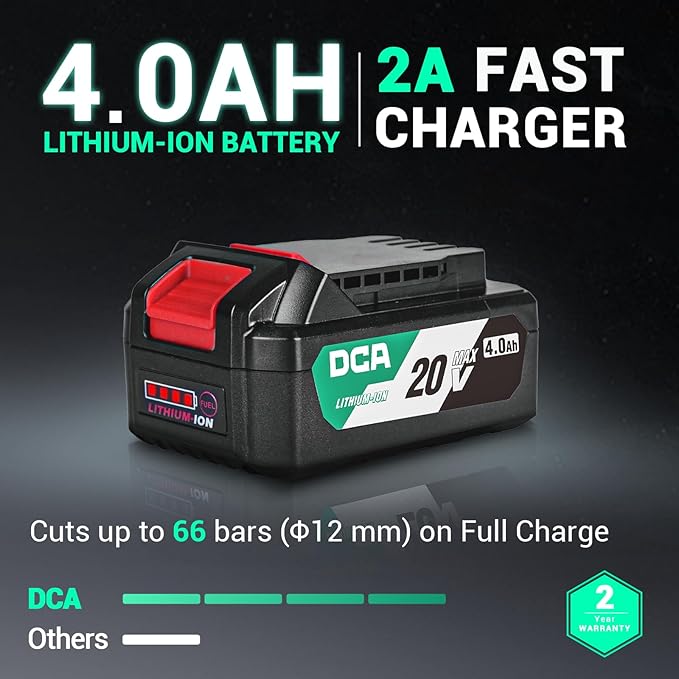 DCA Cordless Angle Grinder 4-1/2 inch, 20V Brushless Motor 8500RPM, Battery Grinder Tool-Free Guard, 4.0Ah Battery & Charger, Power Electric Cut Off Tool with 6 Discs for Cutting, Grinding, Polishing