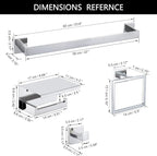 Bathroom Towel Bar Set Toilet Paper Holder with Shelf, Polished Chrome Bathroom Accessories Set, 23.6 Inch Towel Bar Towel Ring Towel Hook 5-Piece Bathroom Hardware Set