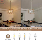 Modern Farmhouse Dining Room Light Fixtures, 20'' Geometric Nickel Chandelier for Living Room Kitchen Island Entryway Bedroom, 6-Light Rustic Wood Grain Pendant Hanging Lighting