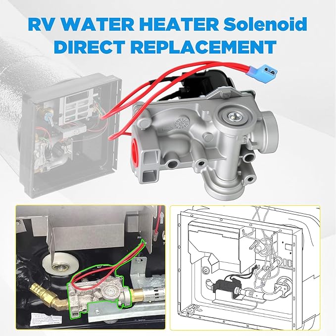 AITKEN RV Water Heater Gas Solenoid Valve 93870 Compatible with Atwood 6 and 10 Gallon Electronic Ignition Water Heaters Models Includde GC10A-4E GCH6A-10E G6A-8E G6A-6E G6A-4E G10-3E GE16-EXT...