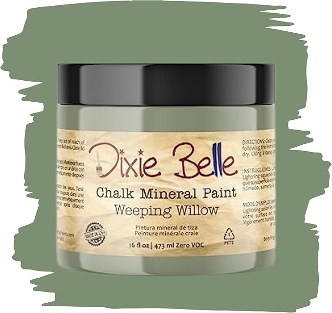 Dixie Belle Paint Company Chalk Finish Furniture Paint - Weeping Willow (16oz) - Matte Soft Green Chic Chalk Mineral DIY Furniture Paint