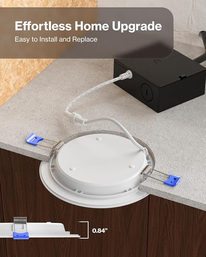 Sunco 48 Pack Recessed Lighting 6 Inch LED, Canless Ceiling Lights Slim with Junction Box, 850 LM, 14W (100W Equivalent), 5000K Daylight, Dimmable, Wafer Thin, 50000 Lifetime Hours ETL.