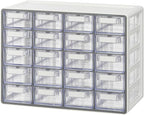Blue Ginkgo Small 20-Drawer Cabinet – Stackable Clear Organizer for Hardware, Beads, Plastic Bricks, Office, and Craft Storage (Made in Korea, Gray)