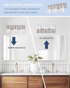 3-Light Bathroom Vanity Light Fixtures,Modern Wall Sconces,Bathroom Lights Over Mirror,Wall Mounted Lamp for Kitchen Living Room Bedroom Hallway,Brushed Nickel Finish with Clear Glass Shade