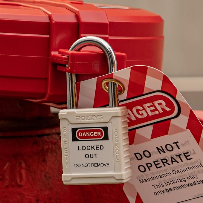 Lockout Tagout Locks 6-Pack｜OSHA White Loto Locks Keyed Different｜2 Keys/Lock for Industrial Machinery & Electrical Panels｜Chrome Steel & Laser Coding