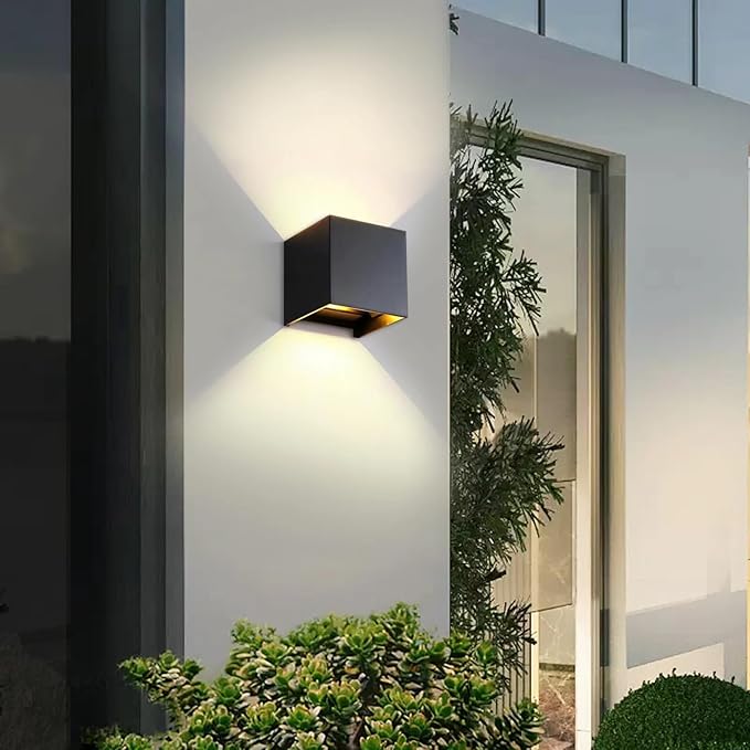 Wrasse 2Pack Outdoor Wall Mounted Lights 20W 2000LM Wall Proch Sconce 3000K Black Exterior Light Fixture 120v Up Down Modern Cube Lamp for Outdoor Sconces Lighting House Front Door Outside