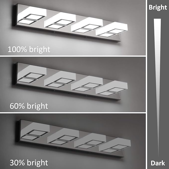 Ralbay Dimmable Bathroom Lights Modern 4 Lights Vanity Lights Fixtures Acrylic Rotable 360° LED Modern Vanity Lighting for Bathroom