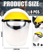 8 Pack Safety Face Shield for Grinding and Cutting, Full Impact Resistant Face Shield Mask for Work Chemical Woodworking (Yellow)