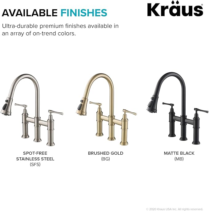 KRAUS Allyn Transitional Bridge Kitchen Faucet with Pull-Down Sprayhead in Matte Black, KPF-3121MB