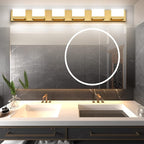 Tipace Gold Vanity Lights for Bathroom Modern LED 6 Lights Bathroom Vanity Lights Up and Down Wall Light Fixtures 6000K