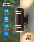 KIZON Dusk to Dawn Outdoor Wall Lights 2 Pack, Modern Exterior Lighting Fixtures with Oil Rubbed Bronze Finish, Up and Down Lights Outdoor with Bulbs, Modern Sconce Lights for House Porch, ETL Listed