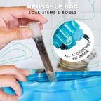 Glass Cleaning Kit - Reusable Silicone Accessories - Complete Kit to Clean your Piece, Just Add Cleaner - Reusable Soaker Bag, Brushes, Mat, Caps & Plugs, Funnel, & Microfiber Towel