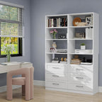 Closet System with Drawers, Wood Closet Organizer System with Adjustable Shelves and Extra Hanging Rod, 81"Tall Closet System for Small Closets, Modular Walk-in Closet System, White (4FT)