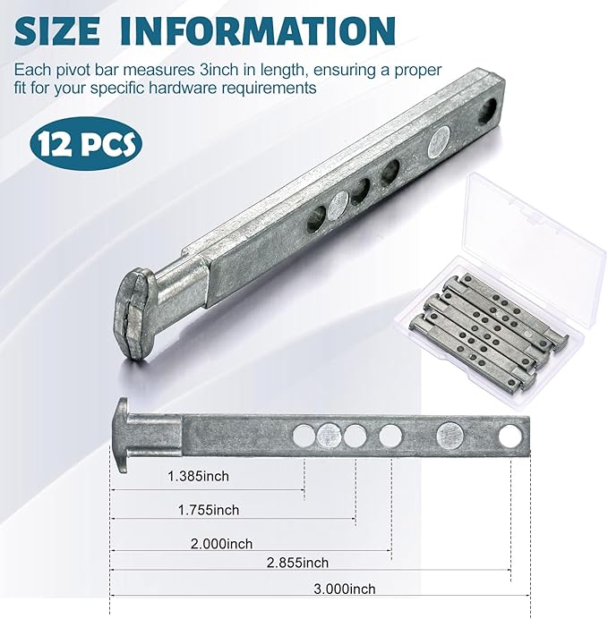 Zonon 6 Pcs 4 Hole Die Cast T Shaped Pivot Bar 3 Inches Mental Window Pivot Bar Sturdy Window Replacement Parts for Home Replacement (Steel)