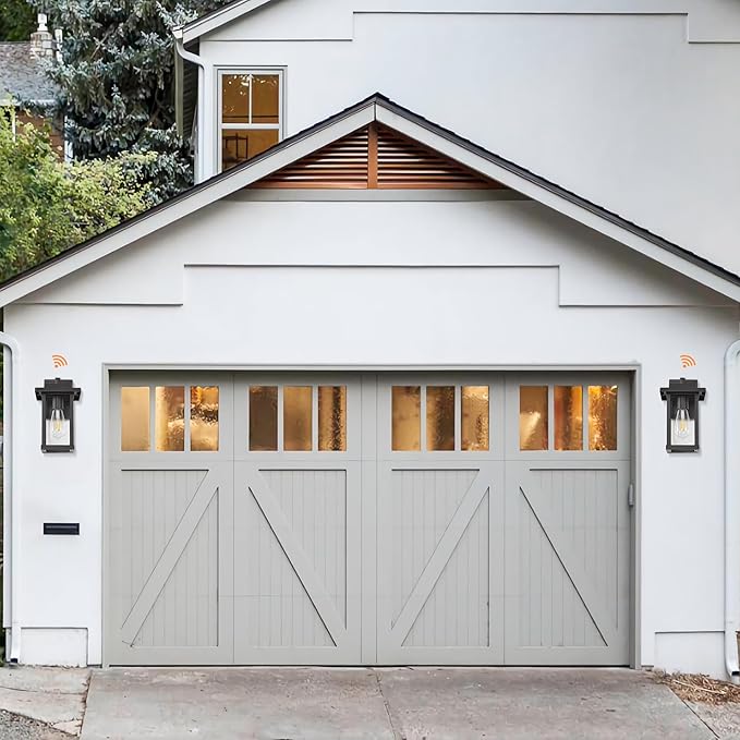 Outdoor Wall Light Fixtures, Modern Exterior Wall Mount Lanterns, Outside Wall Sconces in Black Finish with Clear Glass for Porch Patio Farmhouse, 2-Pack