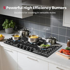 GASLAND 36 Inch Gas Cooktop 5 Burner, PRO GH2365EF, Built-in NG/LPG Convertible Stovetops, Gas Countertop Plug-in with Thermocouple Protection, Black