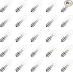 25 Pack C7 Clear Replacement Bulbs Waterproof UL Certified 5w Incandescent for Indoor/Outdoor Use and Christmas Tree String Lights